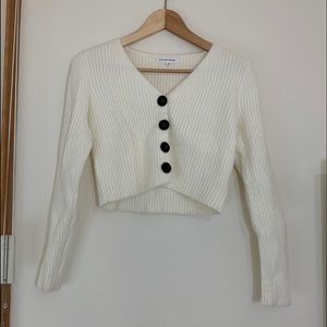 cream cropped king cardigan with buttons